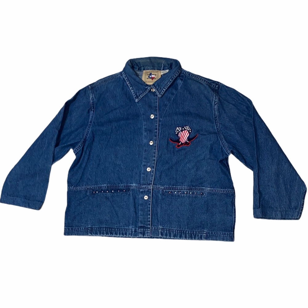 Don’t Mess With Texas Denim USA Embroidered Top sz XL